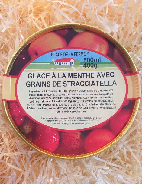 Glace à la menthe avec grains de stracciatella de la Ferme Bidard 500ml